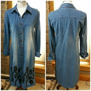 Mid length denim coat/dress. Size 12